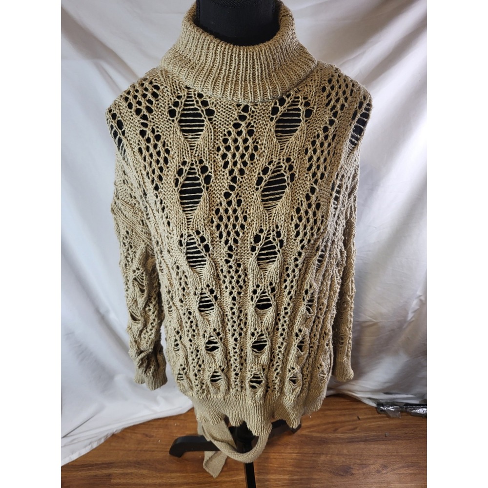 Free People Size Large Beige Baja Sur Wrap Sweater